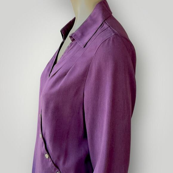 Soft Surroundings Asymmetrical Button Tunic Tops Roll Tab Sleeves Size PL Purple - Picture 11 of 16